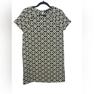 Zara black and cream geometric mini dress Size M